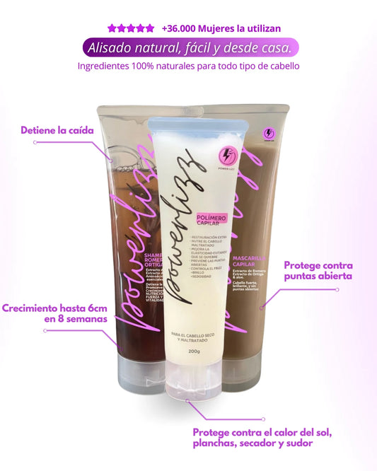 Combo fuerza y protección 3x1: Shampoo + Mascarilla + Polímero 200g